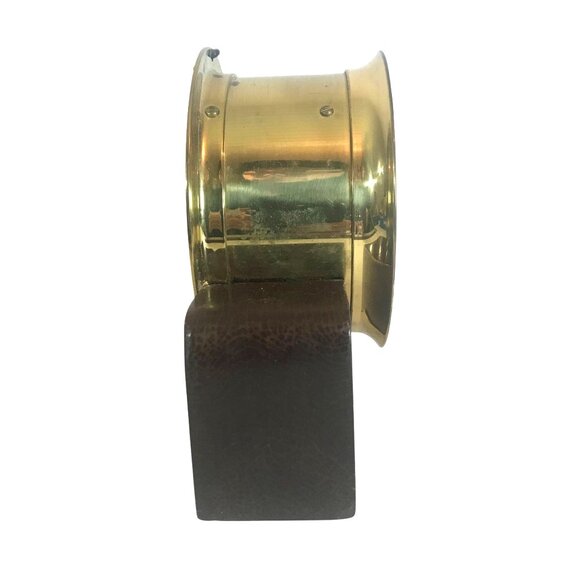 Vintage Seth Thomas Brass Ship Clock On Wood Base 8"W X 7"T With Key - Picture 4 of 8